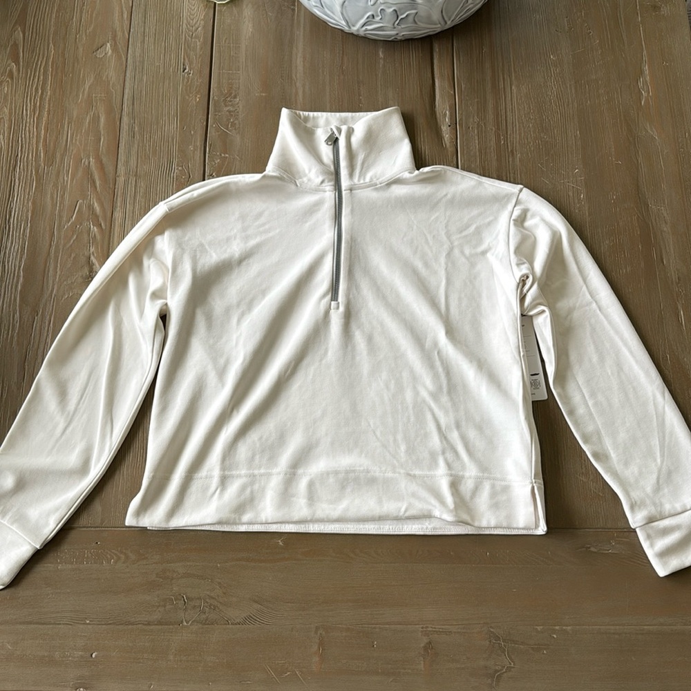 NWT Athleta Seasoft Ivory Quarter Zip